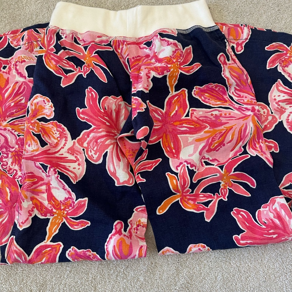 Lilly Pulitzer Bright Navy Via Sunny engineered linen beach pants - Picture 6 of 6
